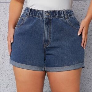 Rolled Hem Denim Shorts